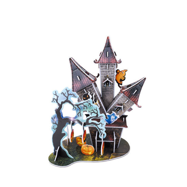 3D Halloween Castle & Tree House Puzzle – Fun DIY Paper Models (Ages 7–14)