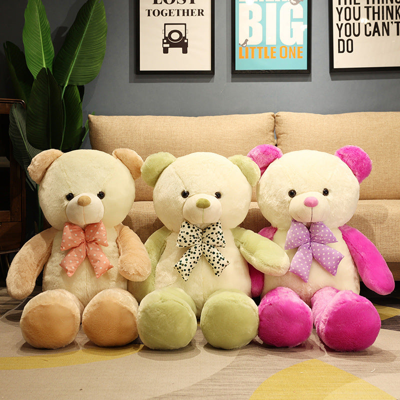 Two-Tone Candy Color Bow-Tie Teddy Bear Plush Toy (60–160 cm)