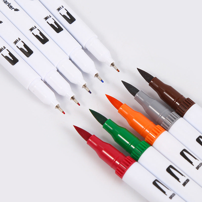 Dual Tip Watercolor Brush & Fineliner Marker Set (12–168 Colors)