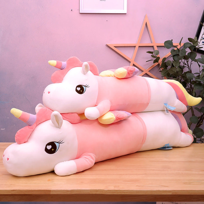 Cute Long Unicorn Plush Sleeping Pillow - 80 cm Pink