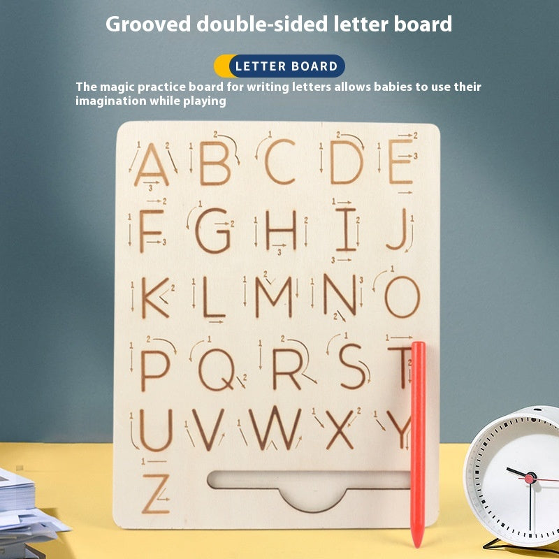 Wooden Groove Tracing Board for Kids – Numbers, Letters & Shapes