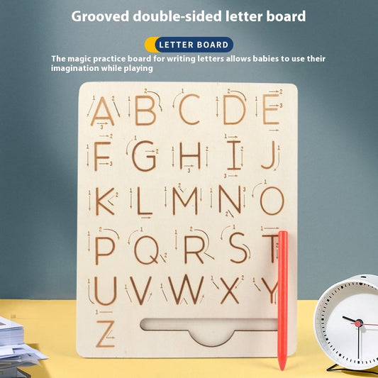 Wooden Groove Tracing Board for Kids – Numbers, Letters & Shapes