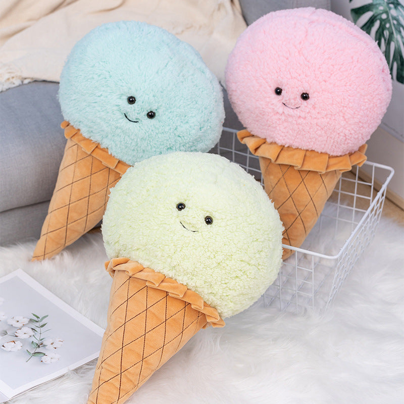 Ice Cream Cone Plush Pillow – 46 cm Scoop in 5 Flavours