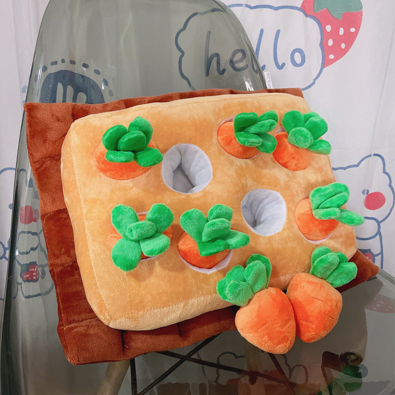 Plush Carrot Harvest Puzzle Cushion with Pullout Radishes