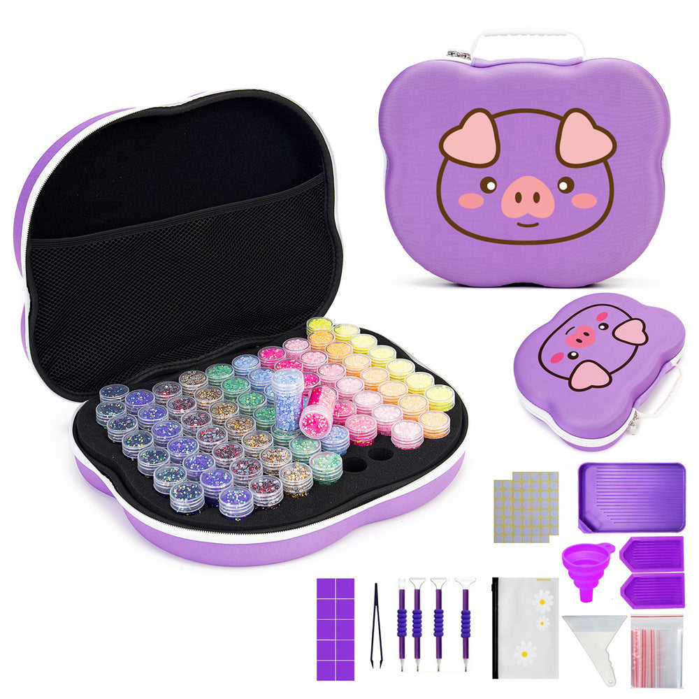 Diamond Painting Storage Case with 70 Bottles – EVA Organizer (Purple or Black)
