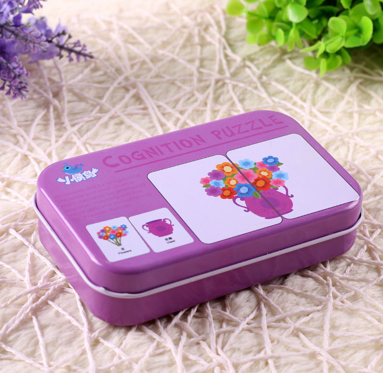 Kids Literacy Flashcards in Tin Box – Picture & Word Matching