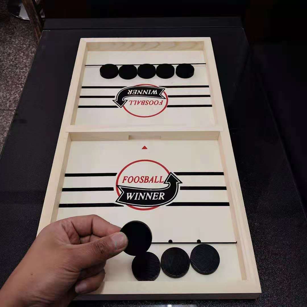 Wooden Sling Puck Table Hockey – Parent-Child Interactive Game (36×23 cm)