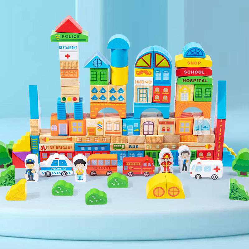 Montessori City Building Blocks Set for Kids – Transportation Theme