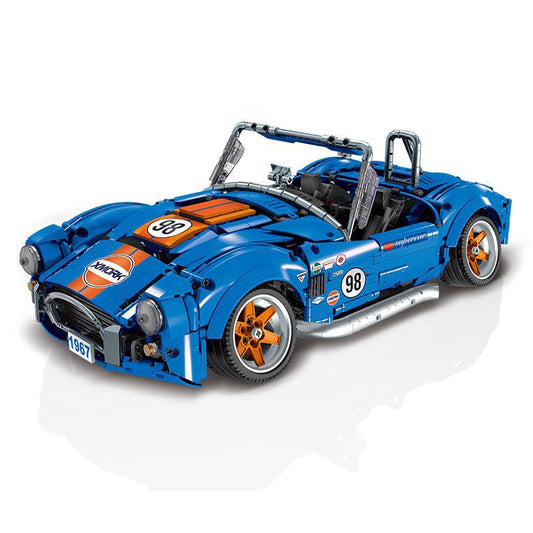 Blue Roadster 427-Style Brick Model with Side Pipes (1:10, 1816 pcs)