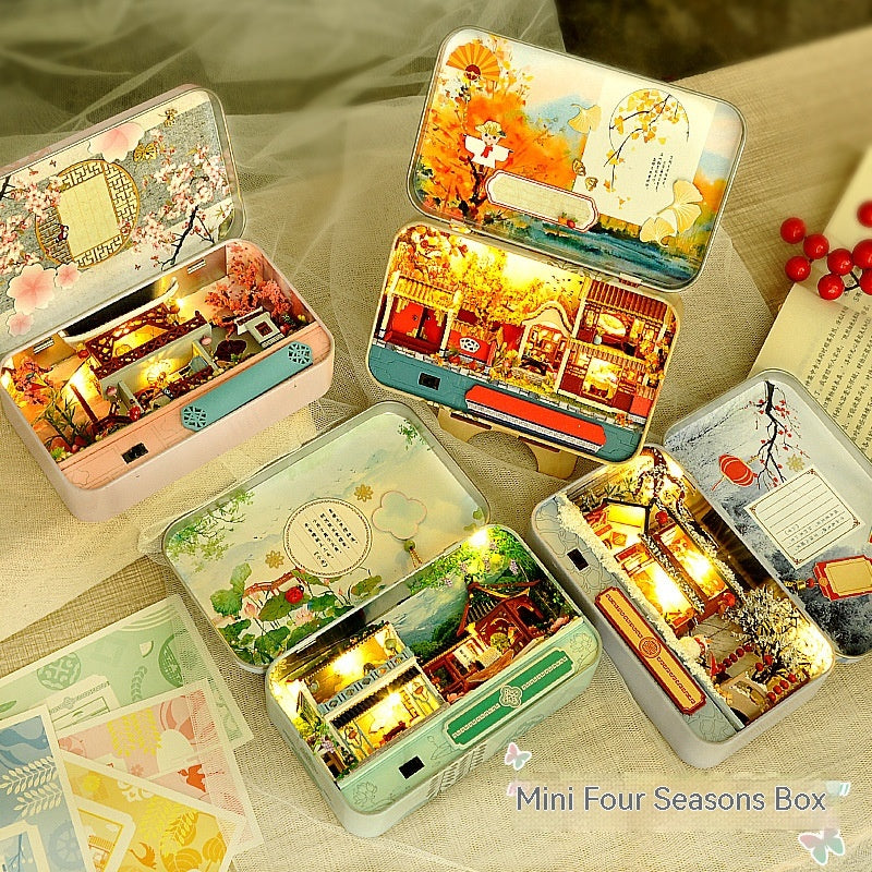 Handmade Model Toy Diy Iron Box With Light Doll House