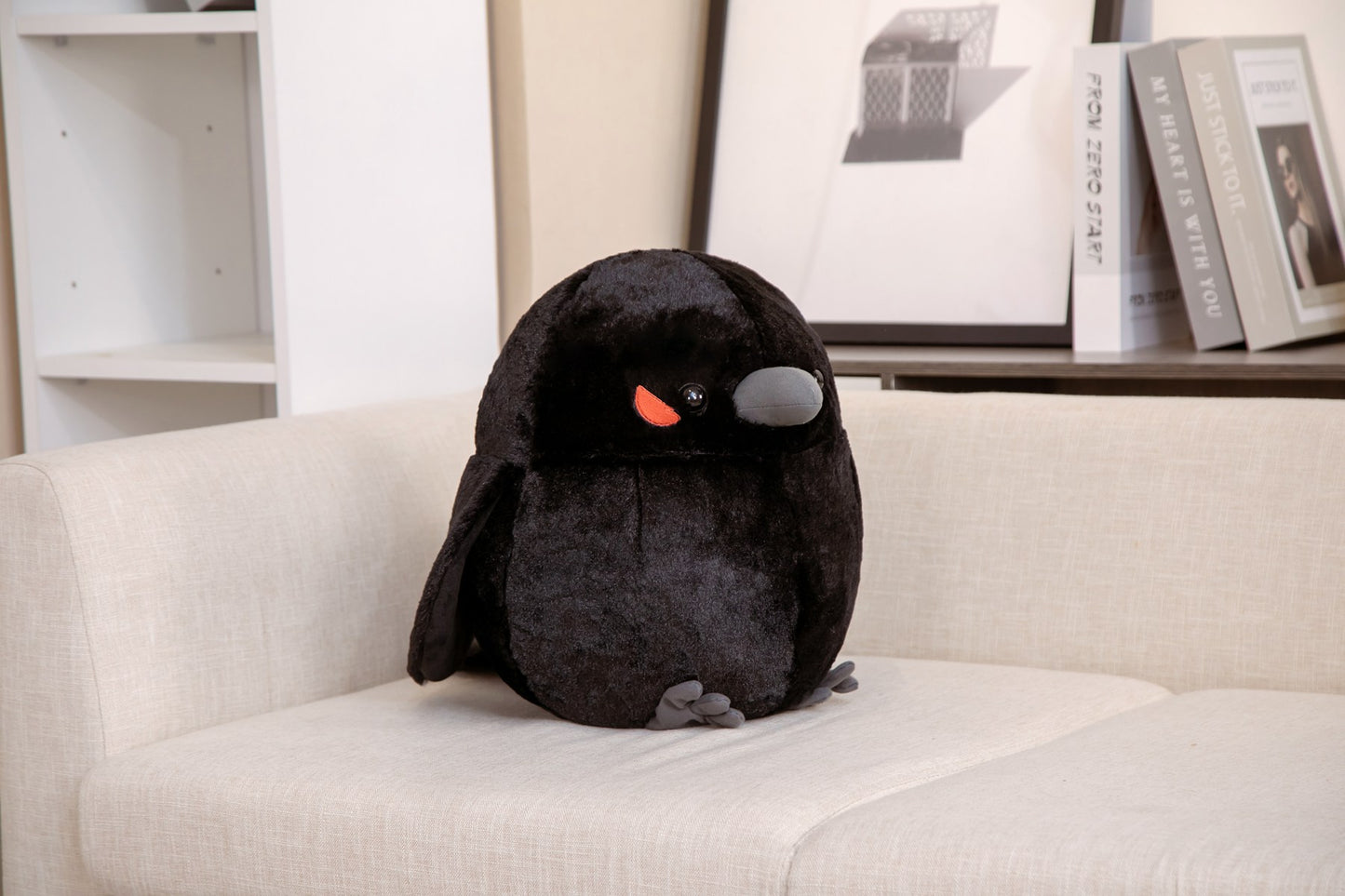 Cute Spherical Sparrow & Crow Plush Cushion Pillow (35/40 cm)