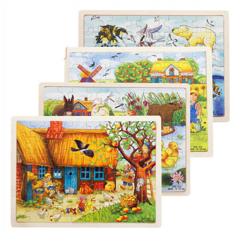 Wooden 60 Piece Kids Puzzle, Ages 3-6, Multiple Themes