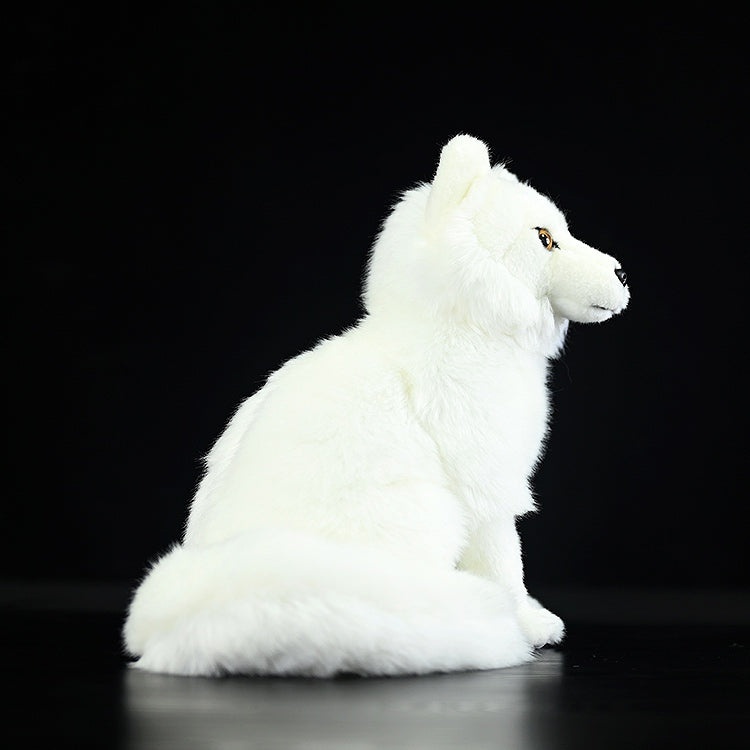 Realistic white Arctic Fox Plush Toy – 27 cm Soft Cuddle Buddy