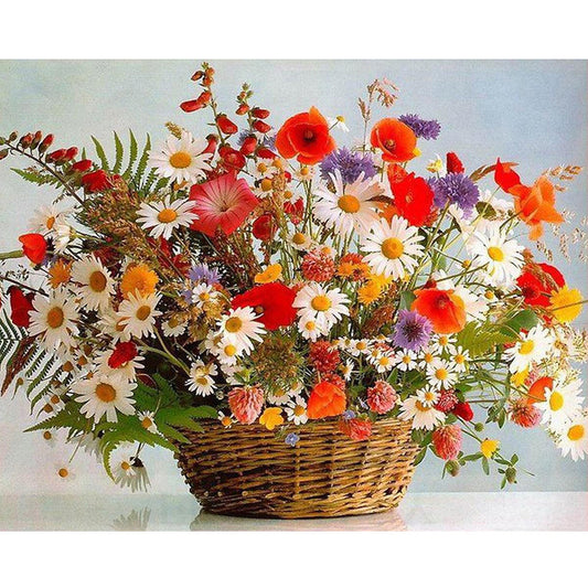 Flower Basket Paint by Numbers Kit 40×50 cm - Linen Canvas
