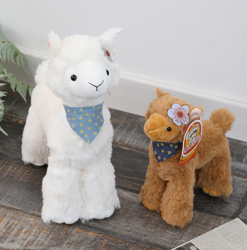 Alpaca Doll Plush – Small Cute Alpaca in Brown, Gray & White (25, 32, 40 cm)
