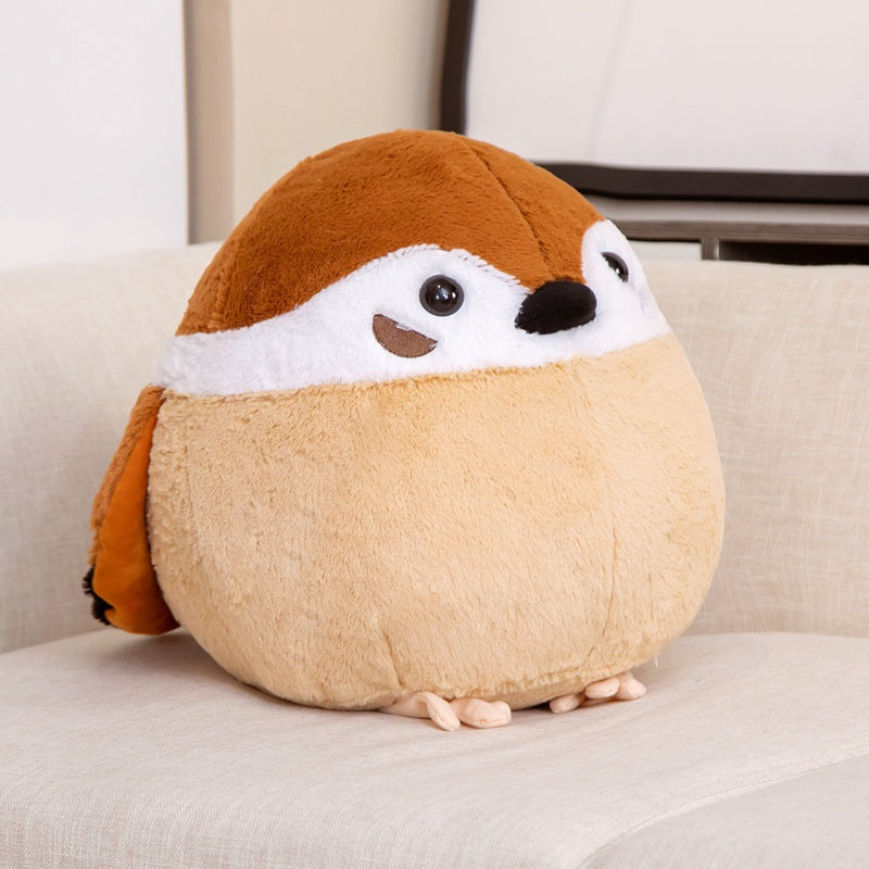 Cute Spherical Sparrow & Crow Plush Cushion Pillow (35/40 cm)