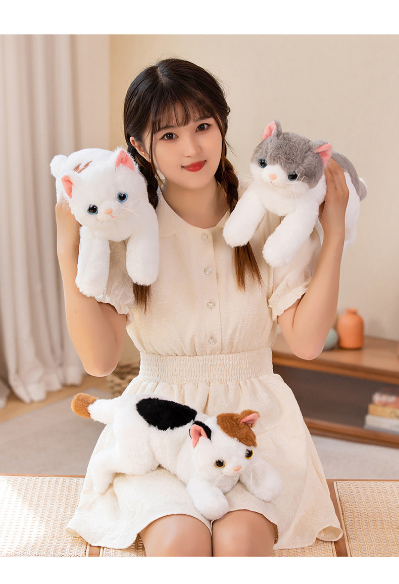 Cute Kitten Plush Toy – 50 cm Soft Cat (Gray, Calico, White)