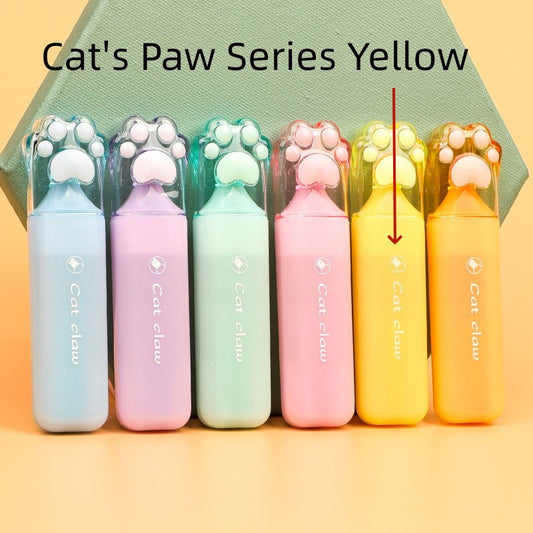 Cat Paw Fluorescent Highlighter with Flat Chisel Tip (Yellow)
