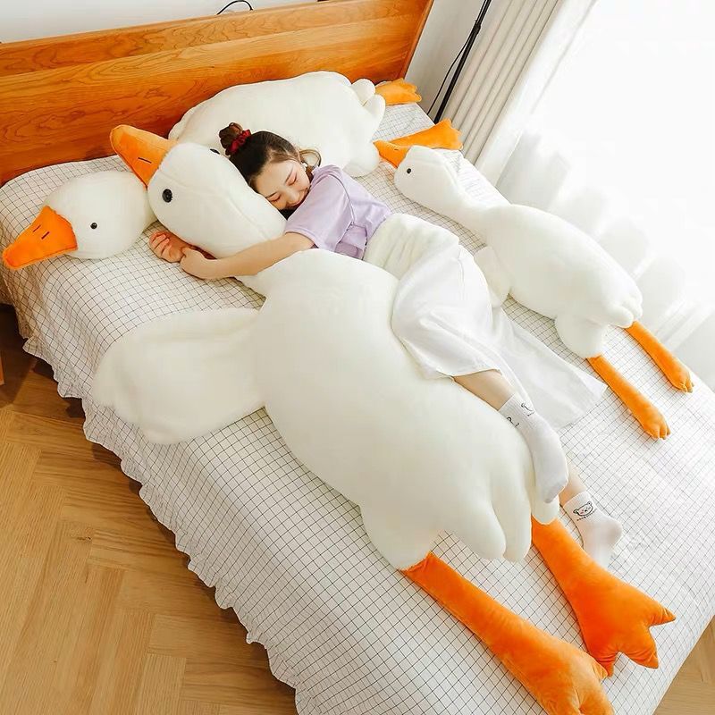 Giant White Goose Plush Body Pillow, 50 to 190 cm