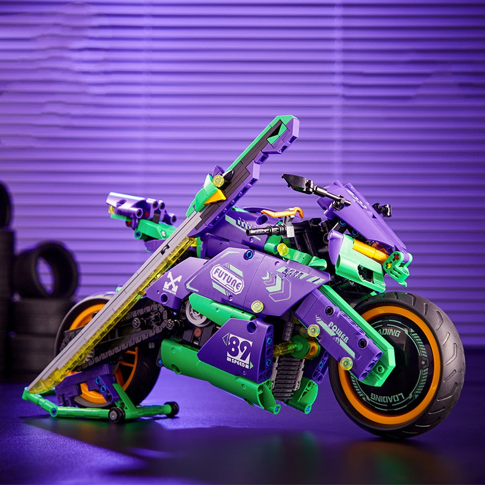 EVO Motorcycle Brick Kit in Purple and Green (998 pcs)