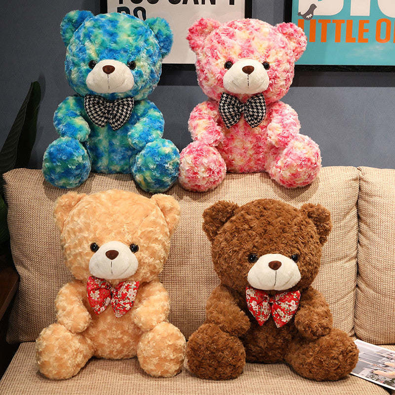 Rose Texture Teddy Bear Plush with Bow – 25 to 60 cm