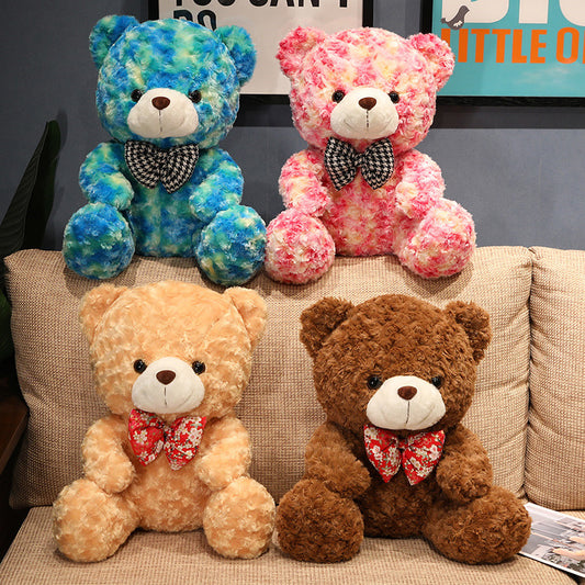 Rose Texture Teddy Bear Plush with Bow – 25 to 60 cm