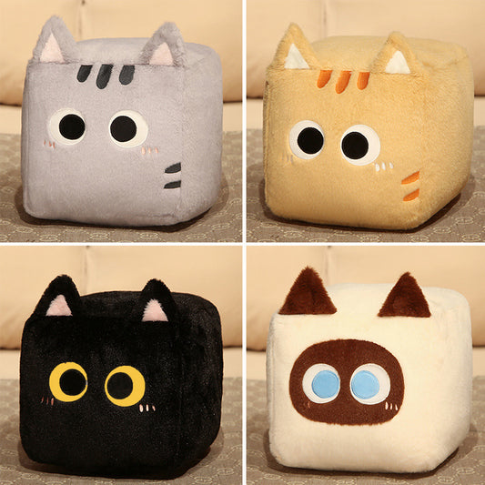 Square Cat Sleeping Pillow – Kawaii Plush Cushion (20/30/40 cm)