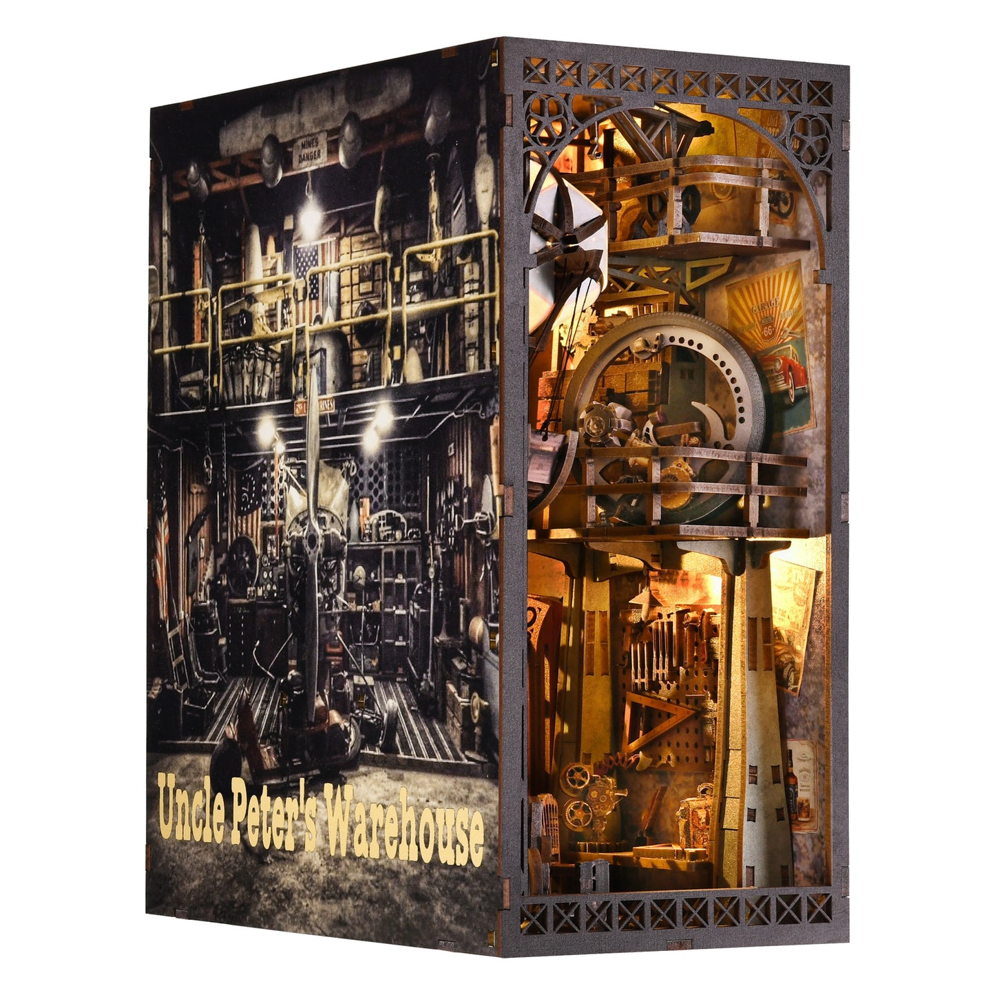 Uncle Peter’s Warehouse Steampunk Book Nook DIY Wooden 3D Kit with LED