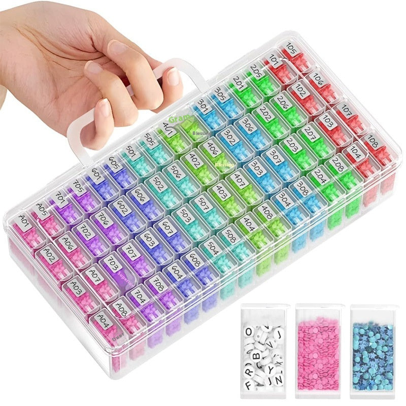 Transparent Portable Beaded Storage Classification Box — 64 Grid