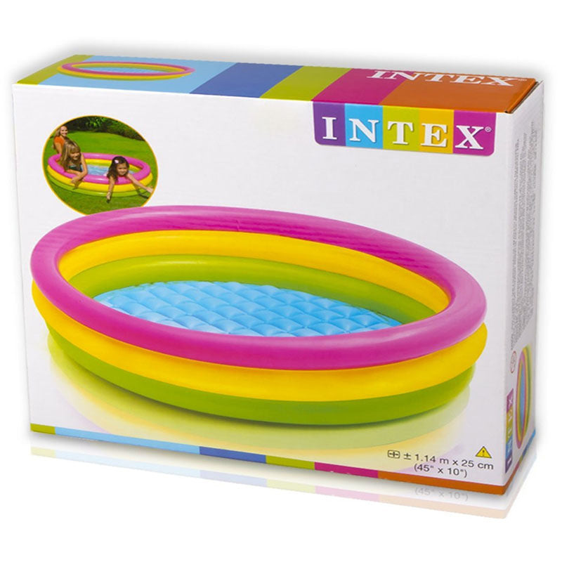 Fluorescent Three-Ring Baby Pool 86×25 cm with Soft Floor