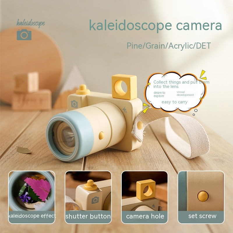 Wooden Kaleidoscope Camera Toy for Pretend Photography
