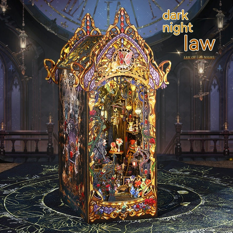 Quiet Night Rules Gothic Book Nook DIY Wooden 3D Kit with LED