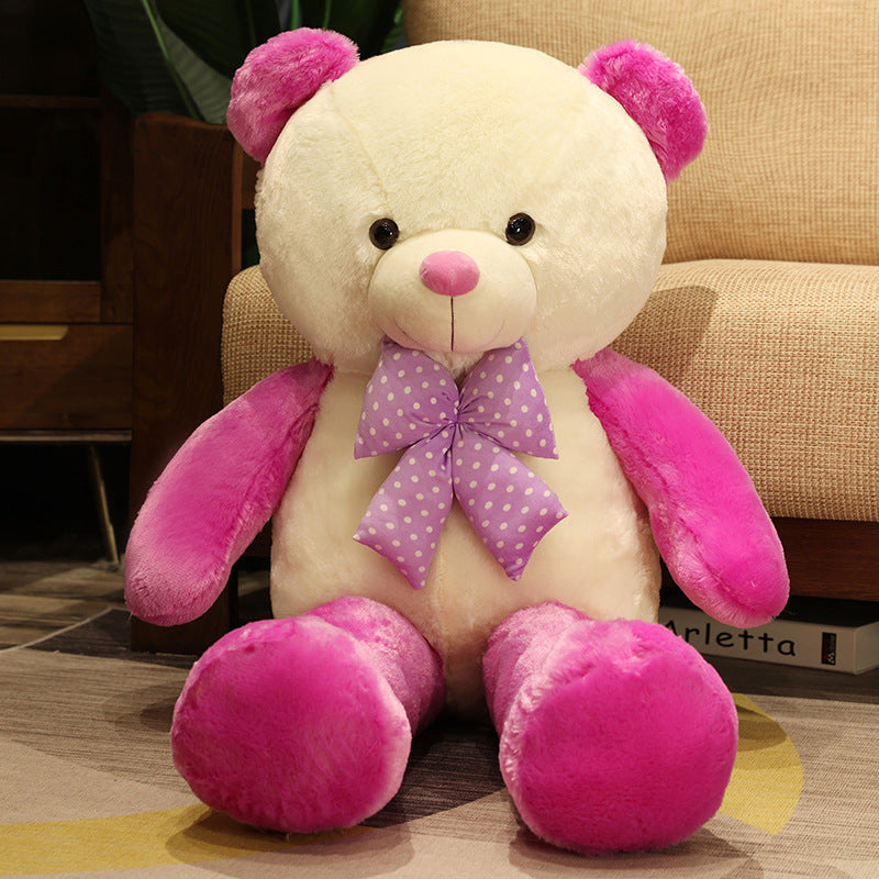 Two-Tone Candy Color Bow-Tie Teddy Bear Plush Toy (60–160 cm)