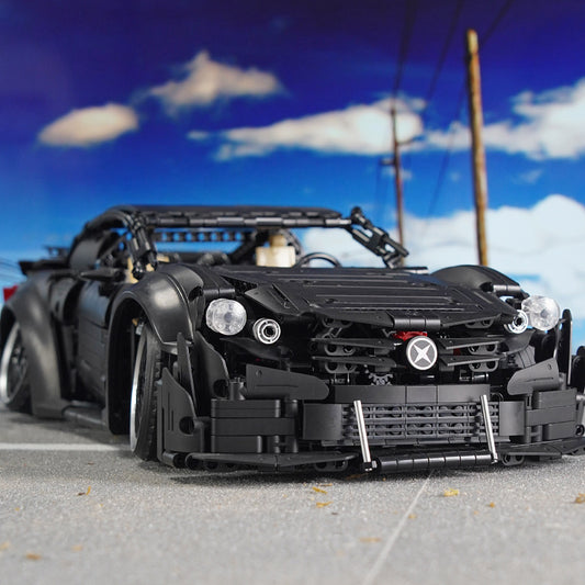 Black Warrior Sports Car C63 Racing Assembled Model Small Particle Building Blocks