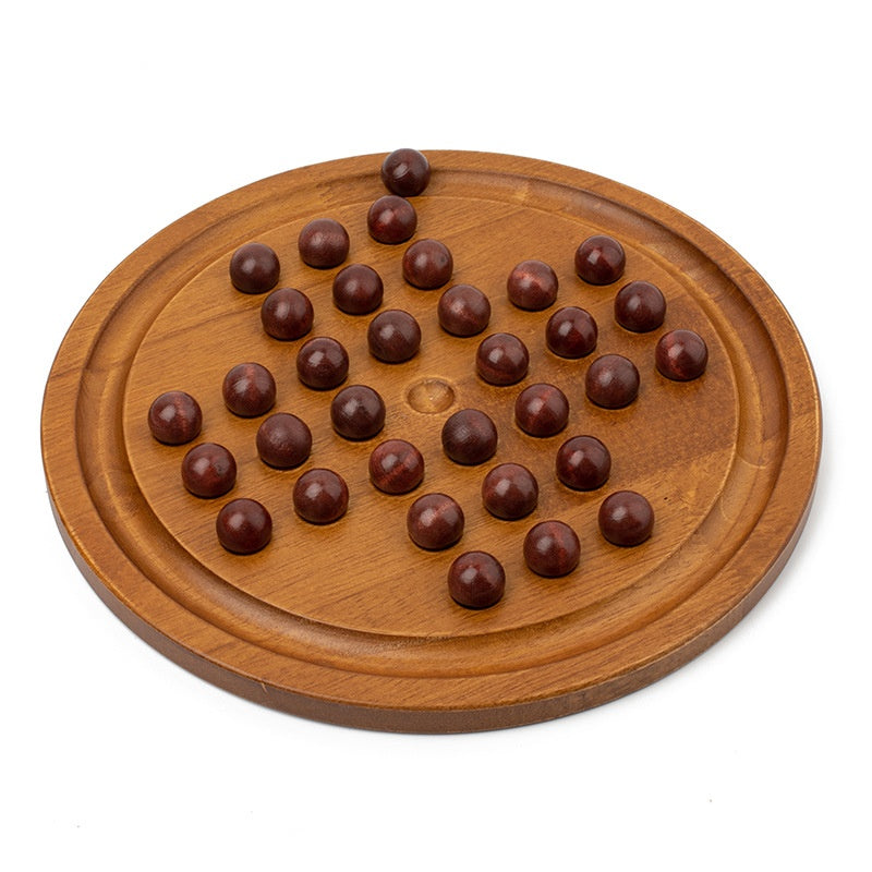 Wooden Peg Solitaire Board Game, Solid Wood or Bamboo (13.5–29 cm)
