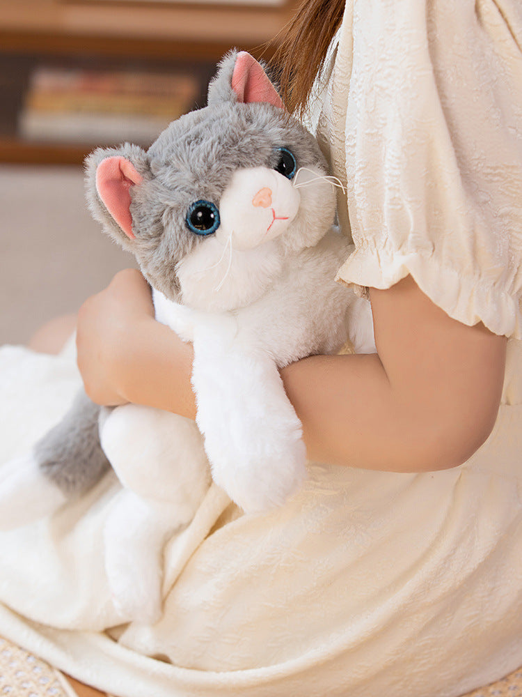 Cute Kitten Plush Toy – 50 cm Soft Cat (Gray, Calico, White)