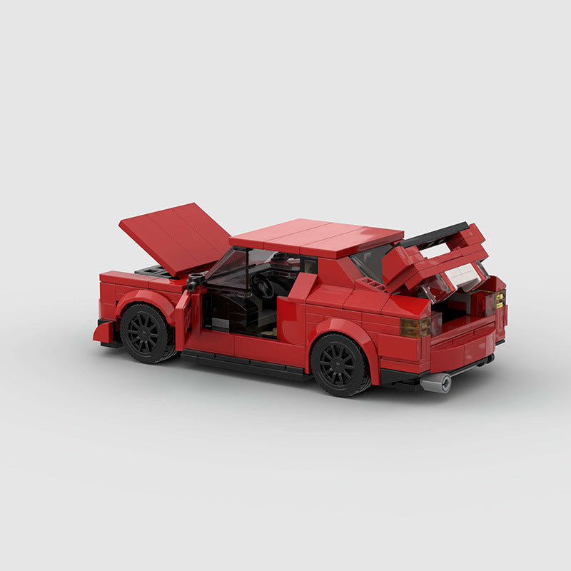 Classic Red Coupe 8-Stud Building Blocks (Compact 15.6×8×5 cm)