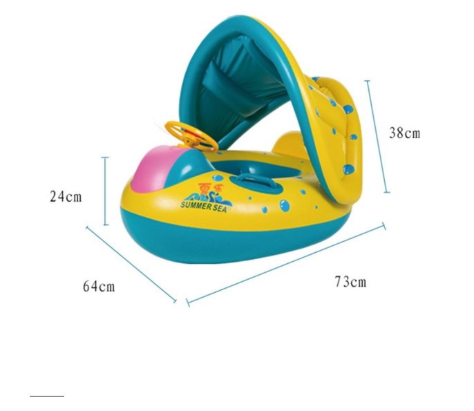 Baby Pool Float with Canopy & Steering Wheel (73×64×38 cm)