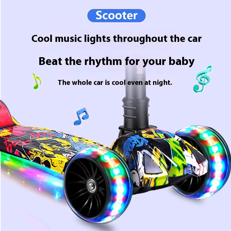 Kids 3-in-1 Foldable Scooter with Seat & LED Wheels (2–12 Years)