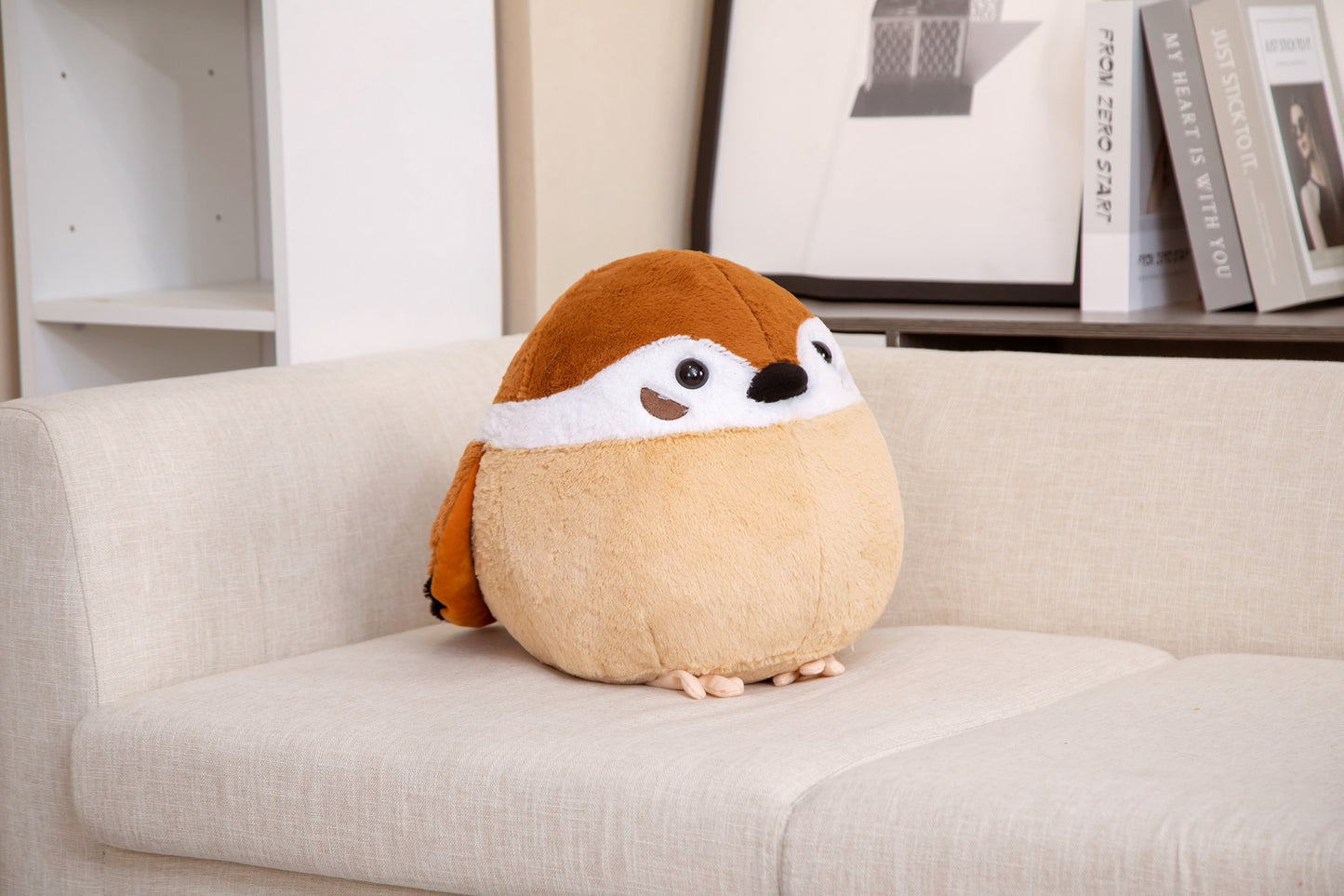 Cute Spherical Sparrow & Crow Plush Cushion Pillow (35/40 cm)