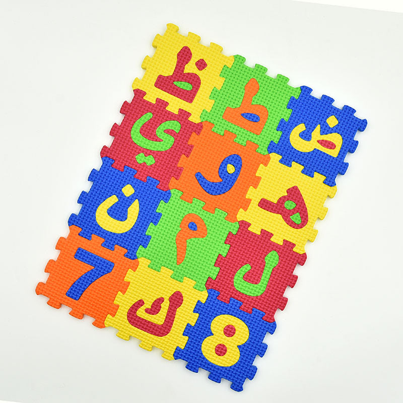 Arabic EVA Puzzle Mat 36 Tiles 9 cm – Letters, Numbers and Shapes