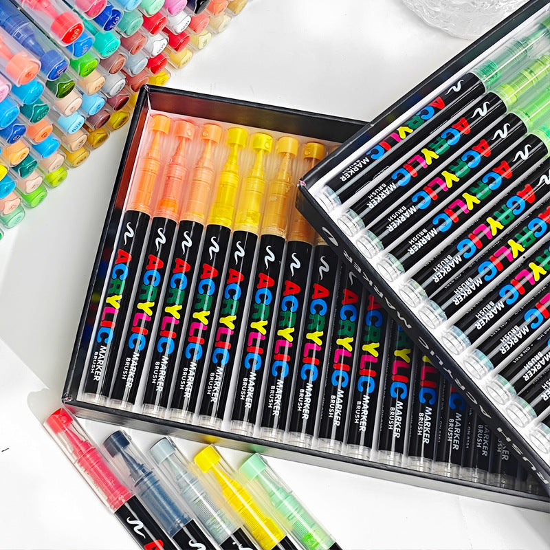 Direct Liquid Acrylic Brush Markers, Soft Tip, Quick-Dry (12–72 Colors)