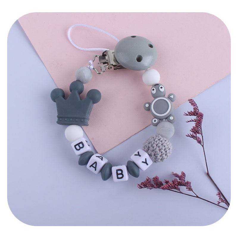 Letters Pacifier Clip with Turtle Teether Charm