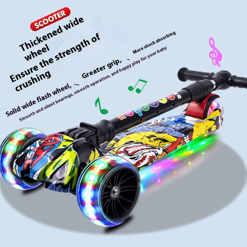 Kids 3-in-1 Foldable Scooter with Seat & LED Wheels (2–12 Years)