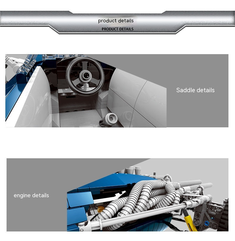 Blue Sonic F1-Style Brick Racer with Cockpit Detail (1758 pcs)