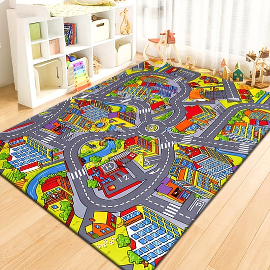 City Traffic Play Mat - 120×80 cm Road Map Rug for Kids