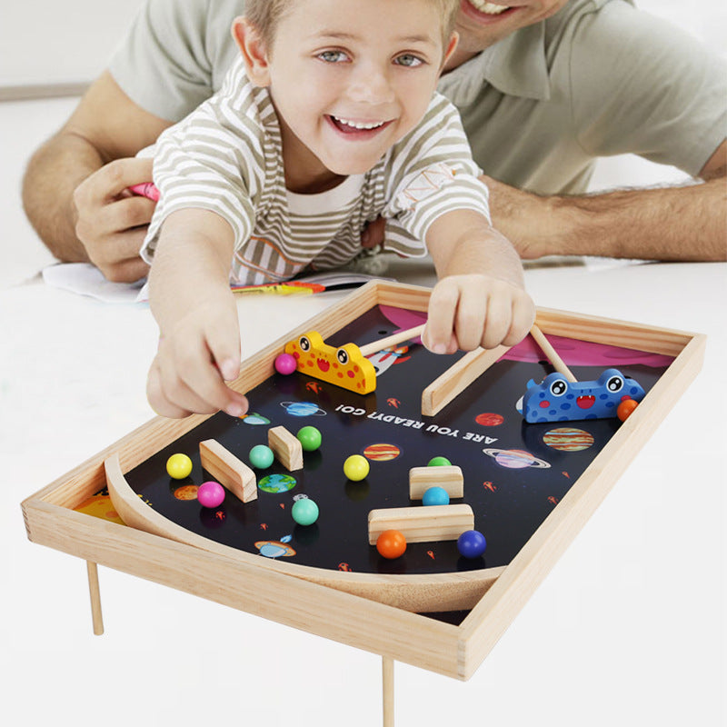 2-Player Wooden Space Battle Board Game for Kids