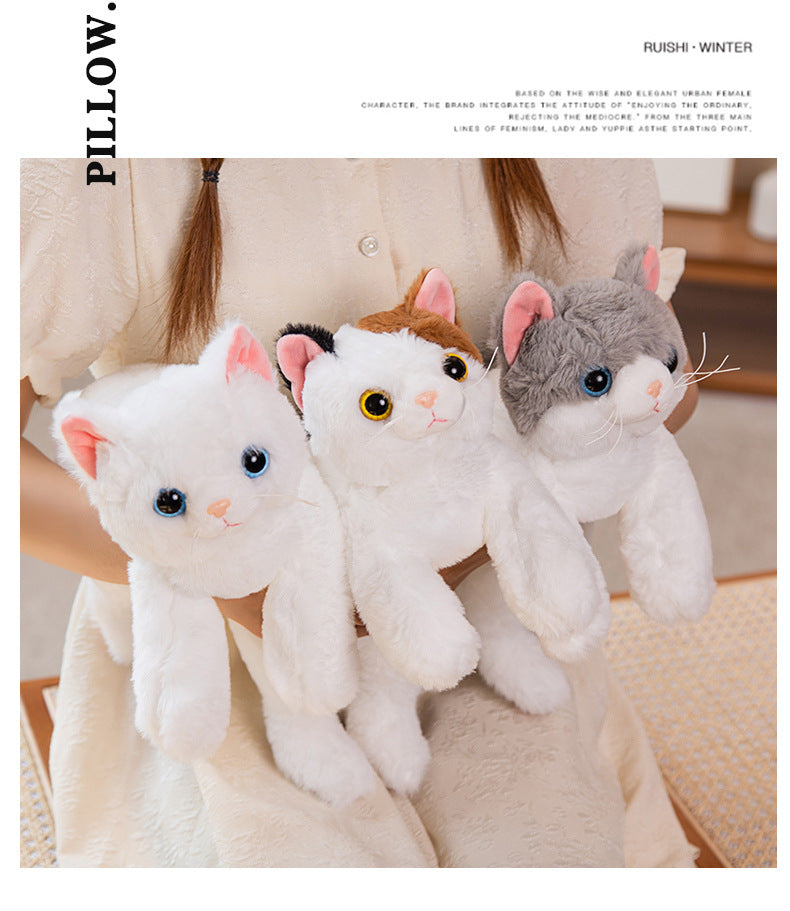 Cute Kitten Plush Toy – 50 cm Soft Cat (Gray, Calico, White)