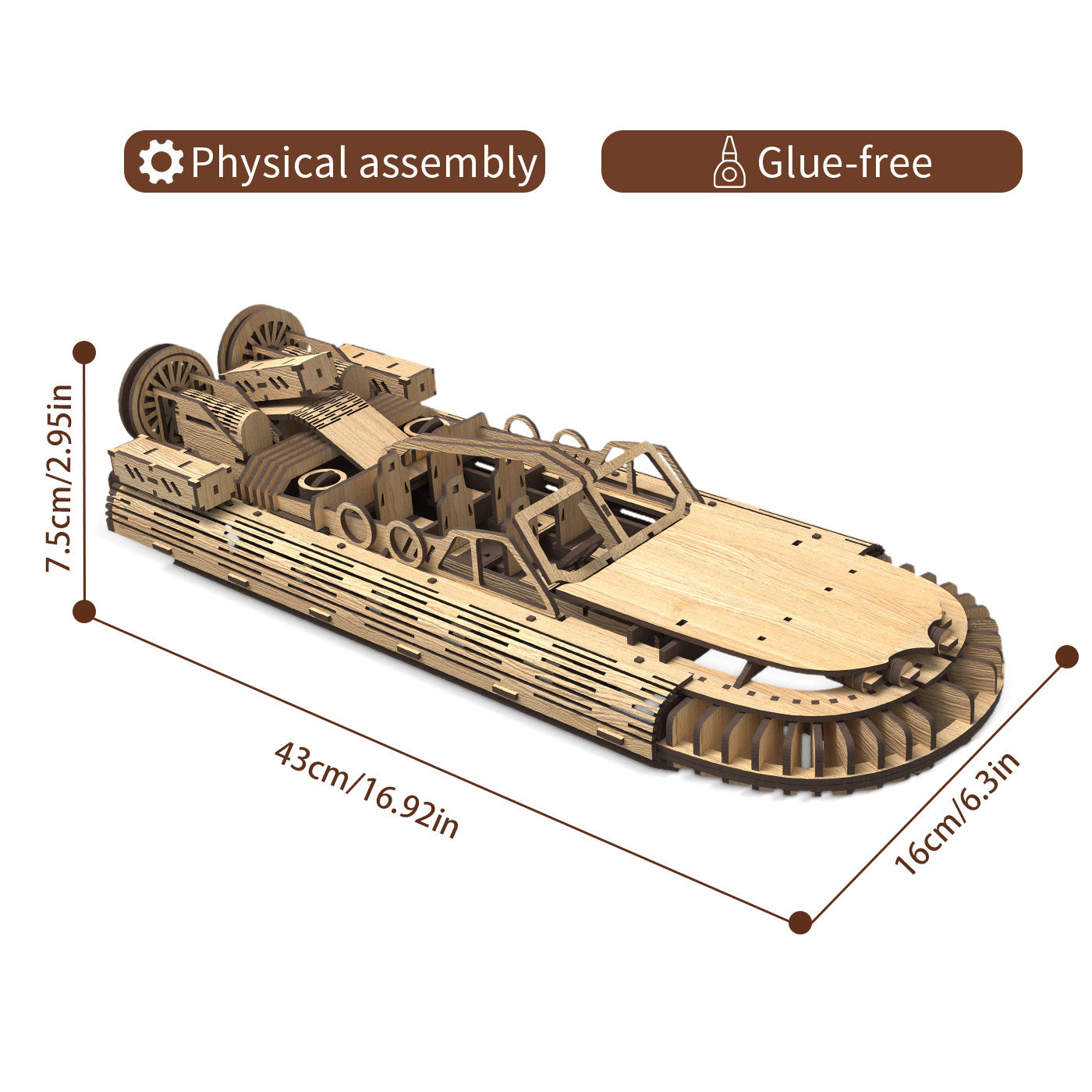 3D Wooden Puzzle – Speedboat – DIY Model Kit (Alan Gale Style)