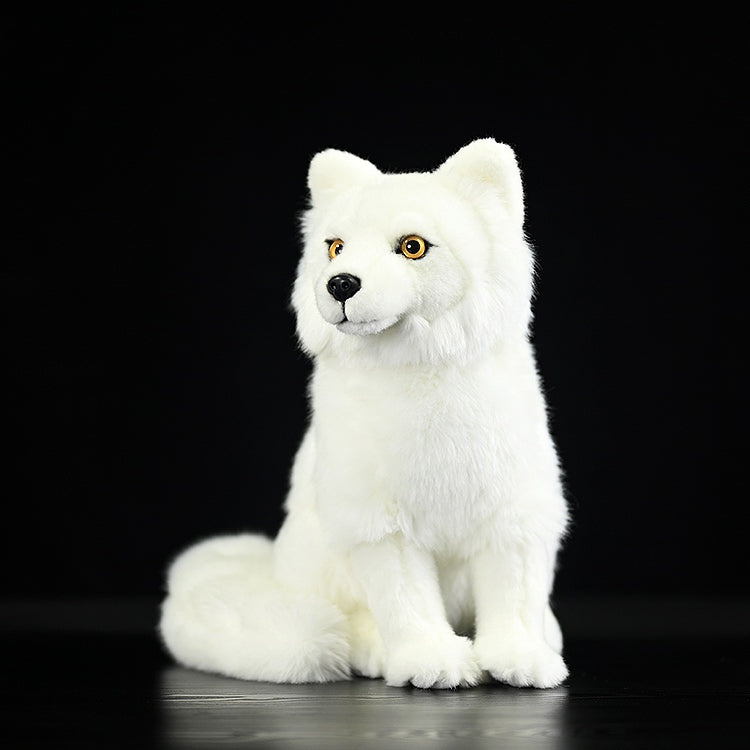 Realistic white Arctic Fox Plush Toy – 27 cm Soft Cuddle Buddy